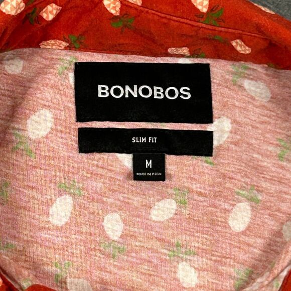 Bonobos Shirt Mens Medium Red Slim Fit All Over Pineapple Print Short‎ Sleeve - Picture 2 of 10
